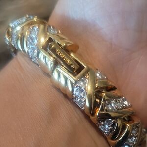 Vintage Nina Ricci GoldTone & Clear Crytstals Bracelet